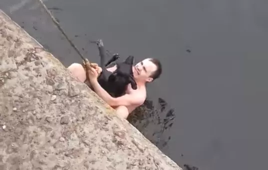 В Воронеже мужчина спас тонущую в ледяной воде собаку